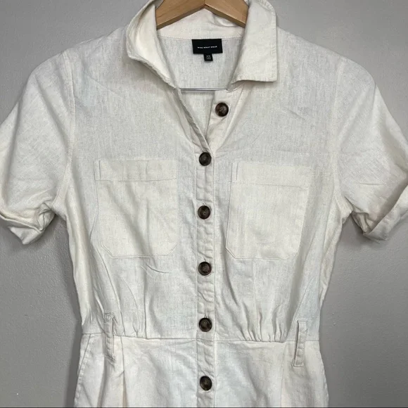 Who What Wear Beige Linen Jumpsuit Size XS - Picture 3 of 11